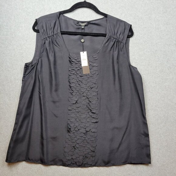 Talbots Tops - Talbots $89 Womens 12 Top Black Sleeveless Blouse 100% Silk Pleated New
